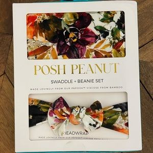 Brand new Posh peanut “Corinne” swaddle/bow set
